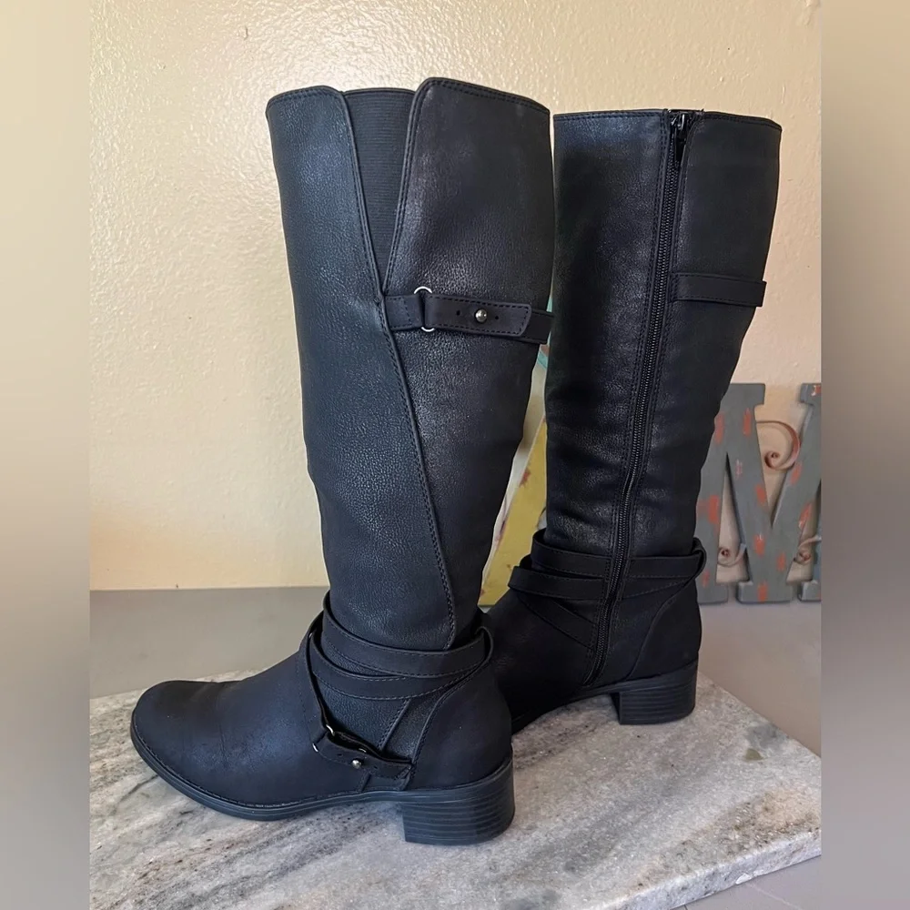 Easy Street Black Shimmer Knee high Boots